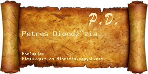 Petres Dionízia névjegykártya