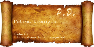 Petres Dionízia névjegykártya